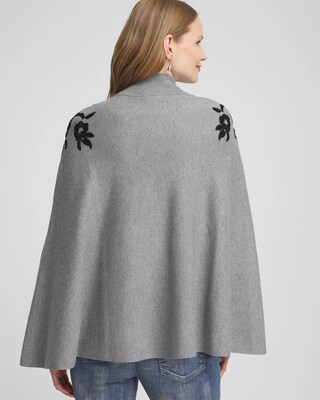 Floral Embroidered Sweater Cape click to view larger image.
