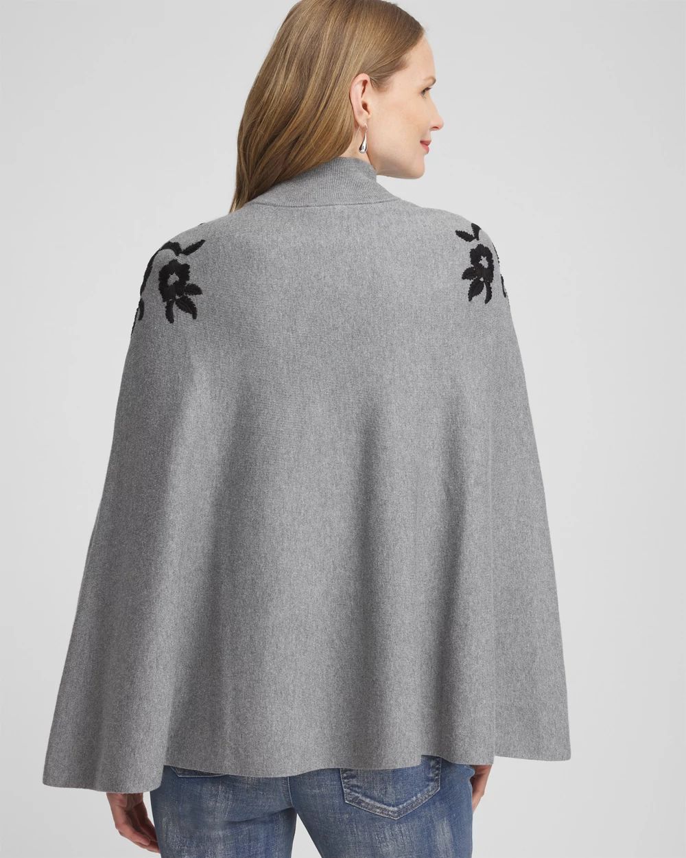 Floral Embroidered Sweater Cape click to view larger image.