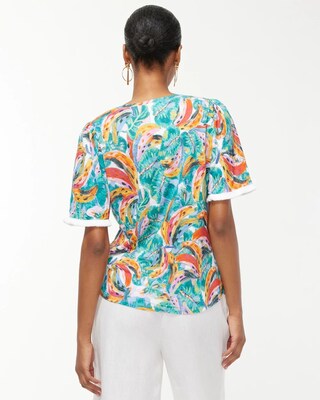 Fringe Sleeve Banana Print Tee