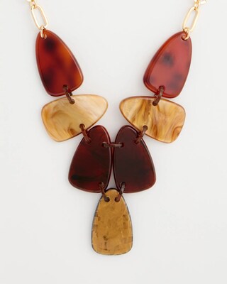 Orange Neutral Resin Bib Necklace click to view larger image.