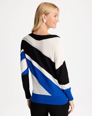 Intarsia Bateau Dolman Pullover Sweater click to view larger image.