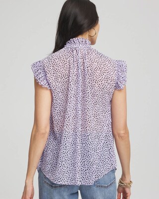 Cheetah Print Ruffle-Collar Blouse click to view larger image.