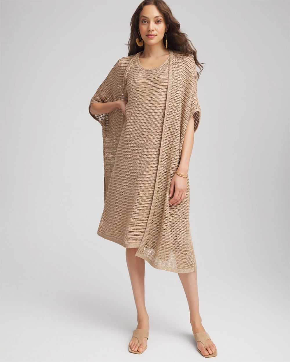 Petite Crochet-Knit Sequins Tank Dress