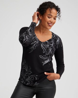 Foil Detail V-neck Pullover Sweater