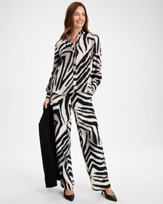 Georgette Zebra Print Collared Shirt click to view larger image.