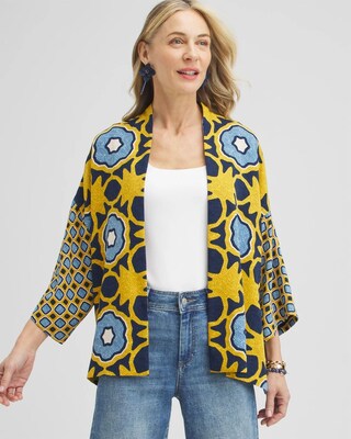 Geo Print Short Kimono