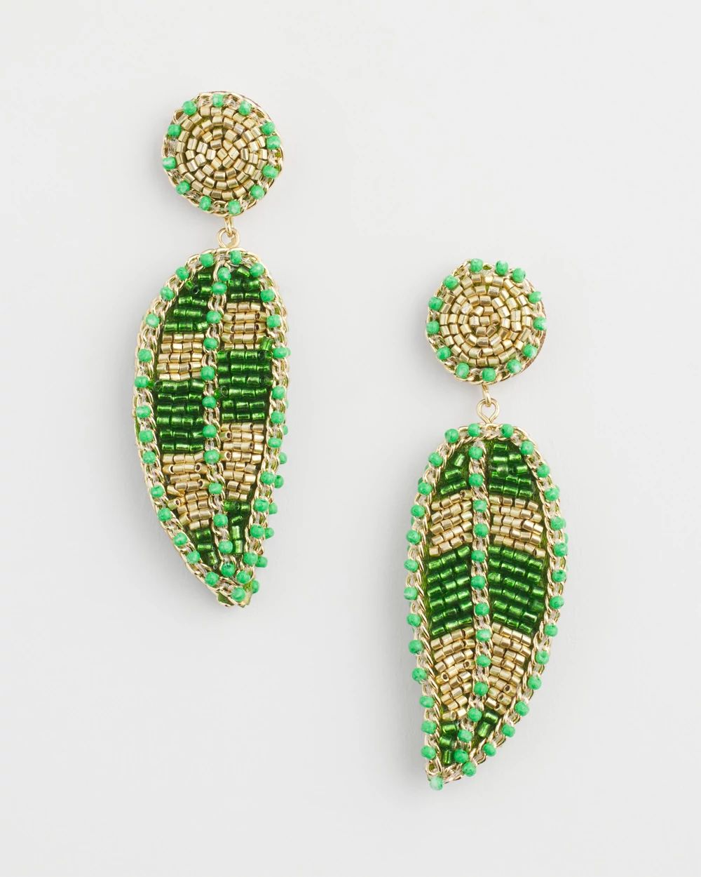 No Droop® Glass Bead Leaf Earrings