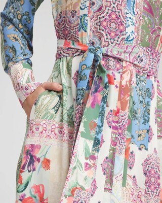 Belted Paisley Patch Maxi Shirtdress click to view larger image.