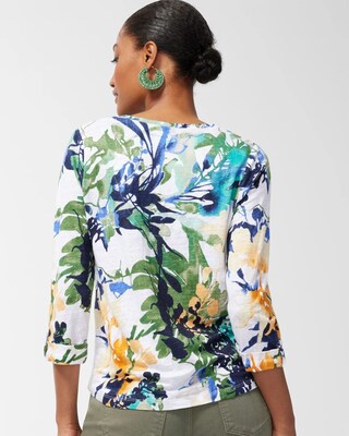 Linen Floral 3/4 Sleeve Tee