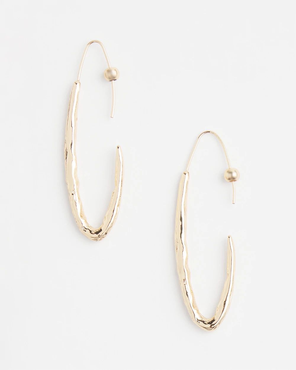 No Droop™ Gold Tone Textured Threader Hoops