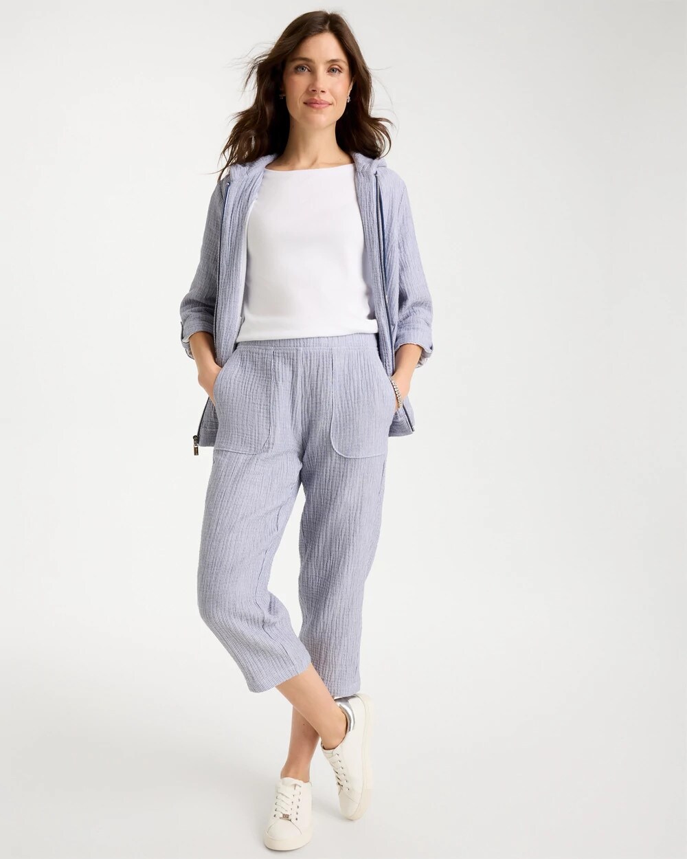 Zenergy® Striped Gauze Cropped Pants