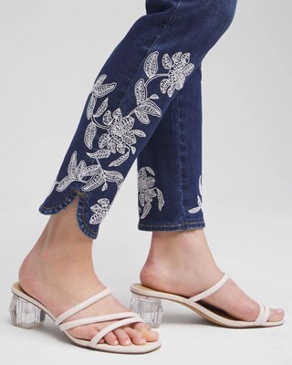 Embroidered Pull-on Ankle Jeggings