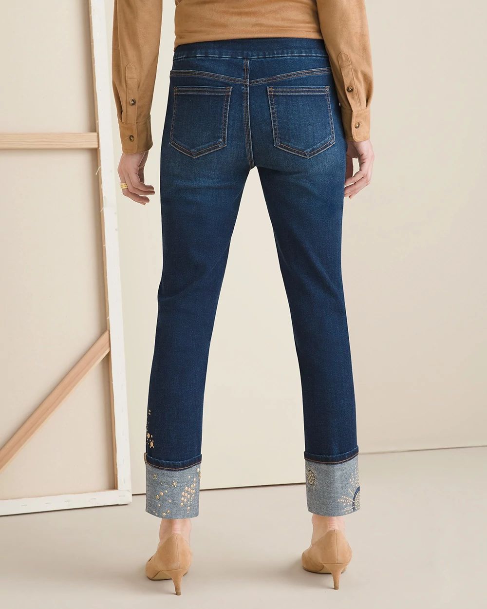 Embellished Pull-On Ankle Jeggings