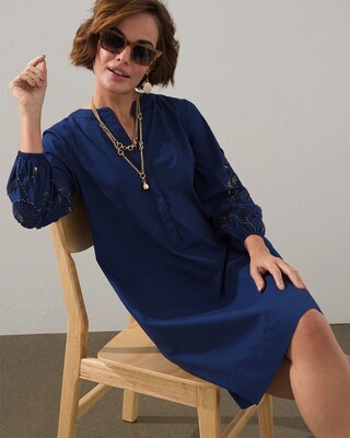 Applique Sleeve Short Dress