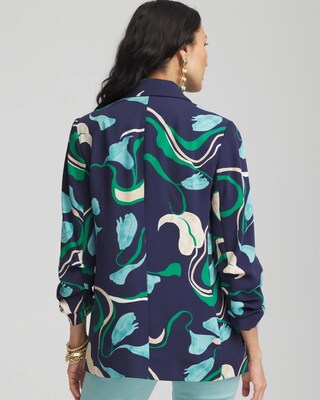 Notched-Lapel Ruched Sleeve Blazer click to view larger image.