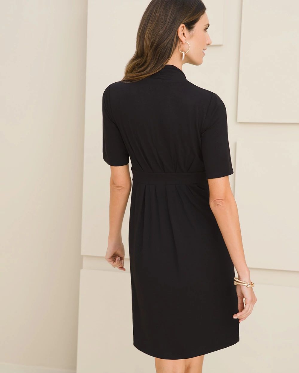Classic Pleated-Sleeve Dress