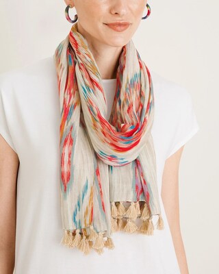 Ikat-Print Oblong Scarf