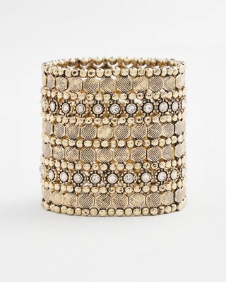 Gold Tone Stretch Cuff Bracelet click to view larger image.
