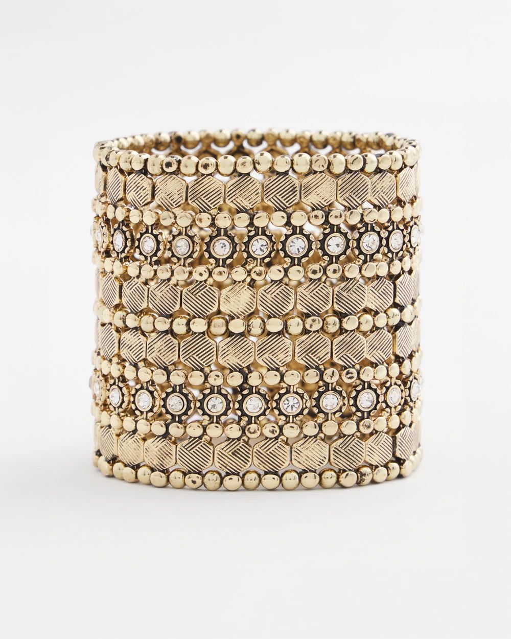 Gold Tone Stretch Cuff Bracelet click to view larger image.