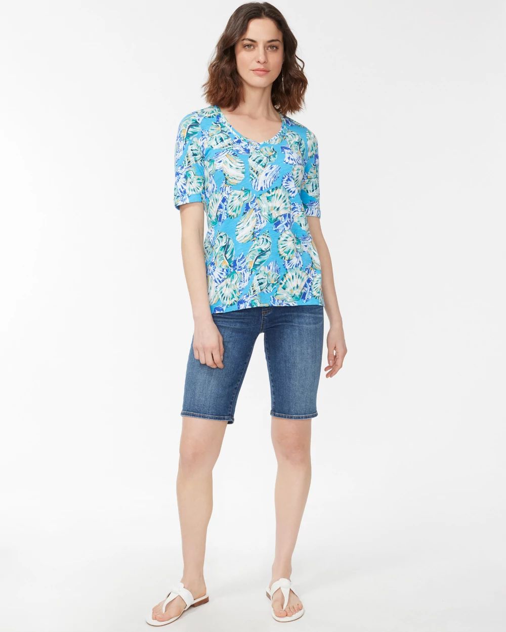 Shell Print Seamed Slub Tee