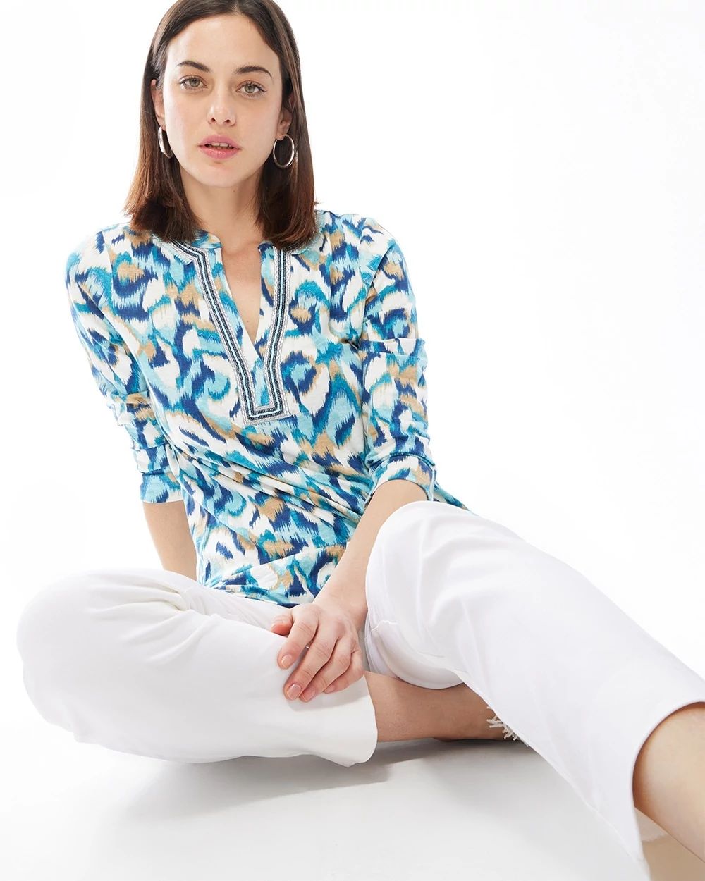 Linen-Blend Ikat Tunic