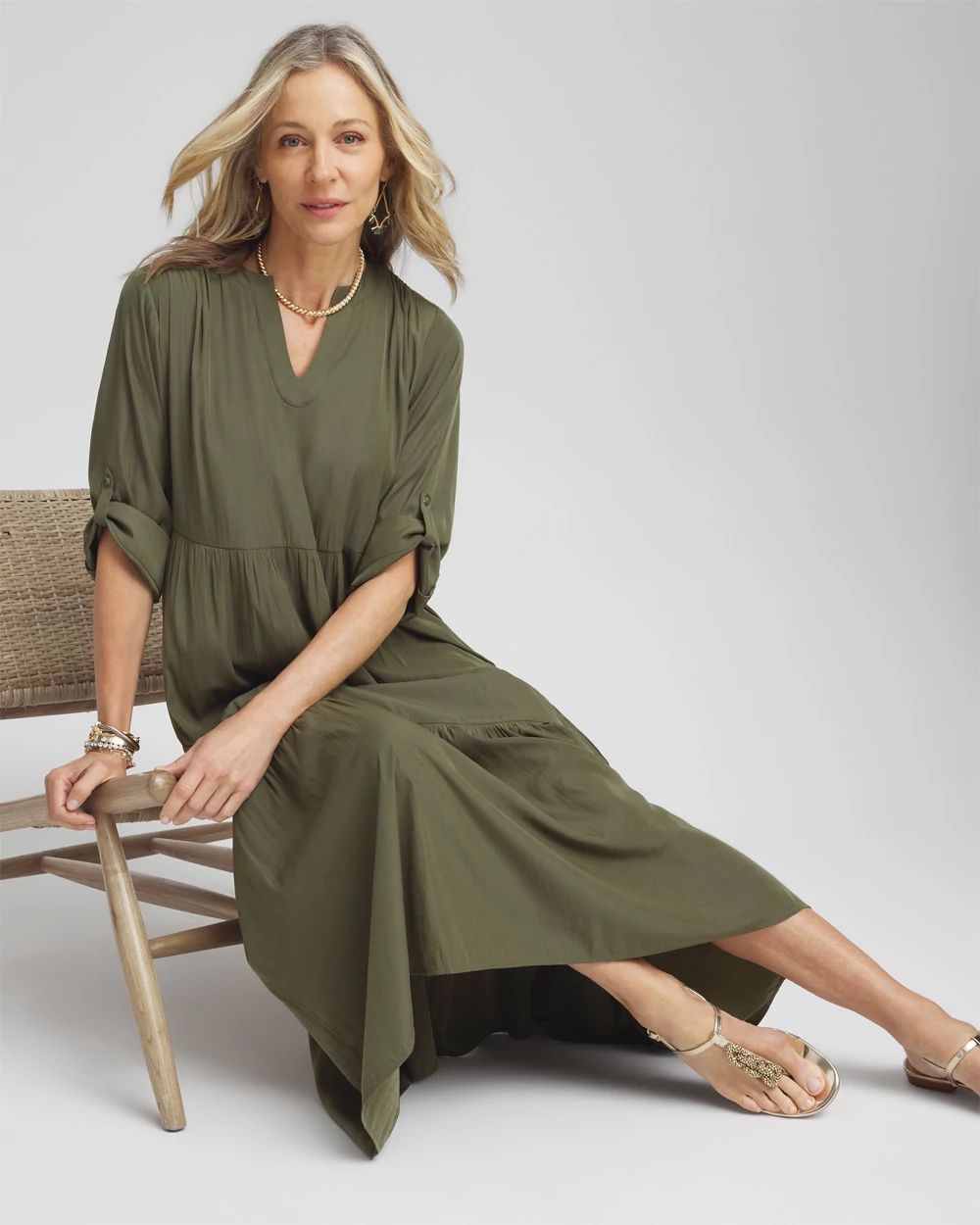 Tiered A-line Maxi Dress