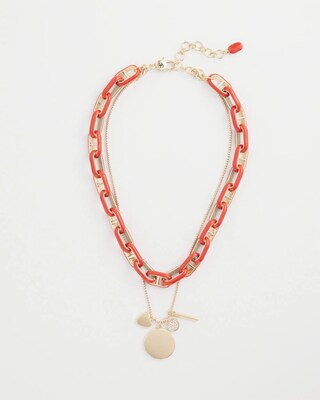 Orange Enamel Multistrand Necklace