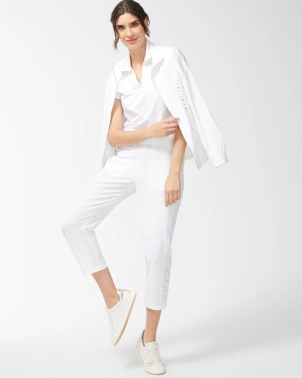 Zenergy Neema White Eyelet Crops