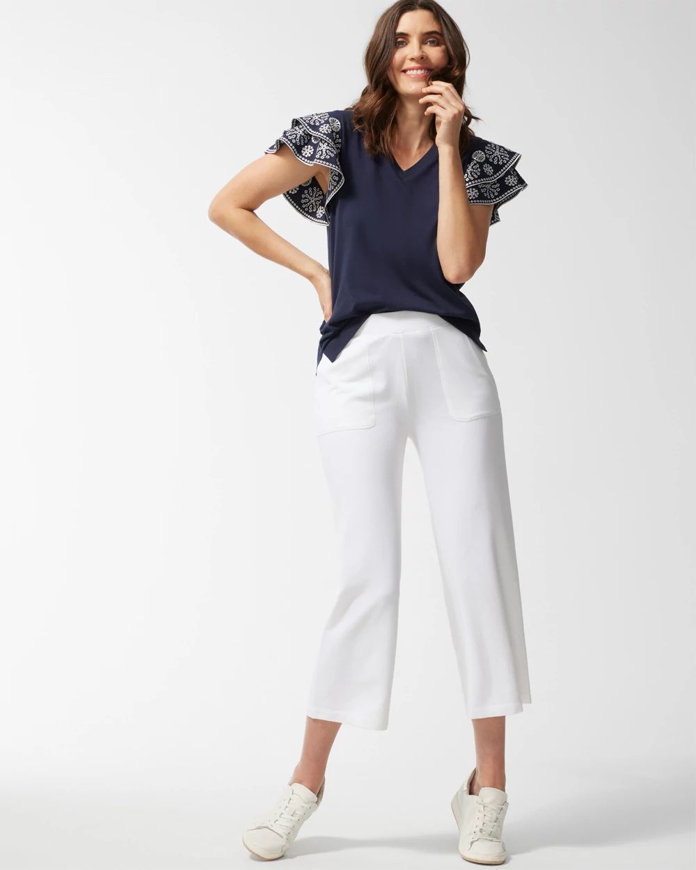 Zenergy UPF Neema White Wide Leg Crops