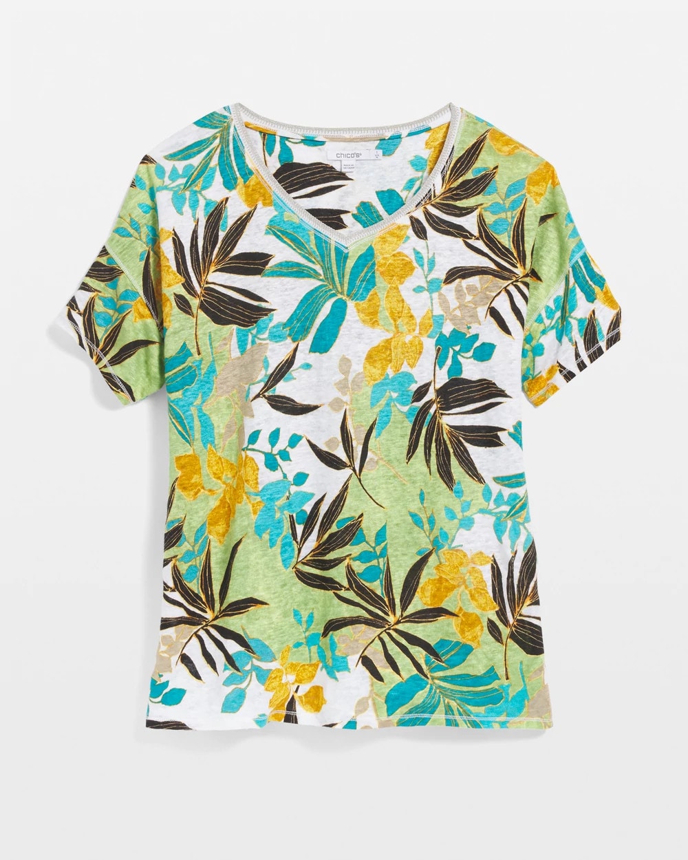 Linen Palms Sweater Trim Tee