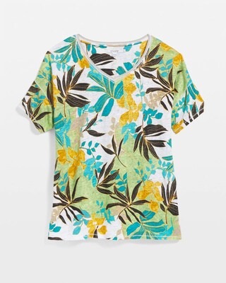 Linen Palms Sweater Trim Tee