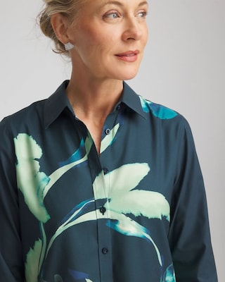 No Iron™ Glacial Flora Sateen Shirt click to view larger image.