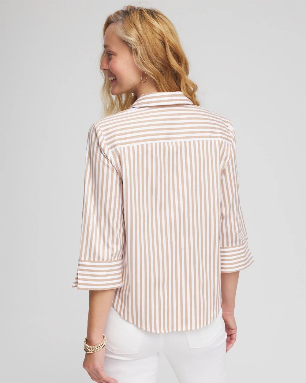 Striped Poplin Tie-Front Top