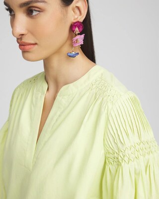 Cotton Voile Bell Sleeved Dress click to view larger image.