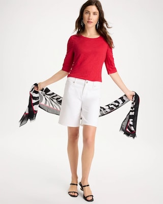 Linen Ruched Sleeve Tee click to view larger image.