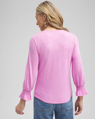 Smocked 3/4 Sleeve Tee click to view larger image.