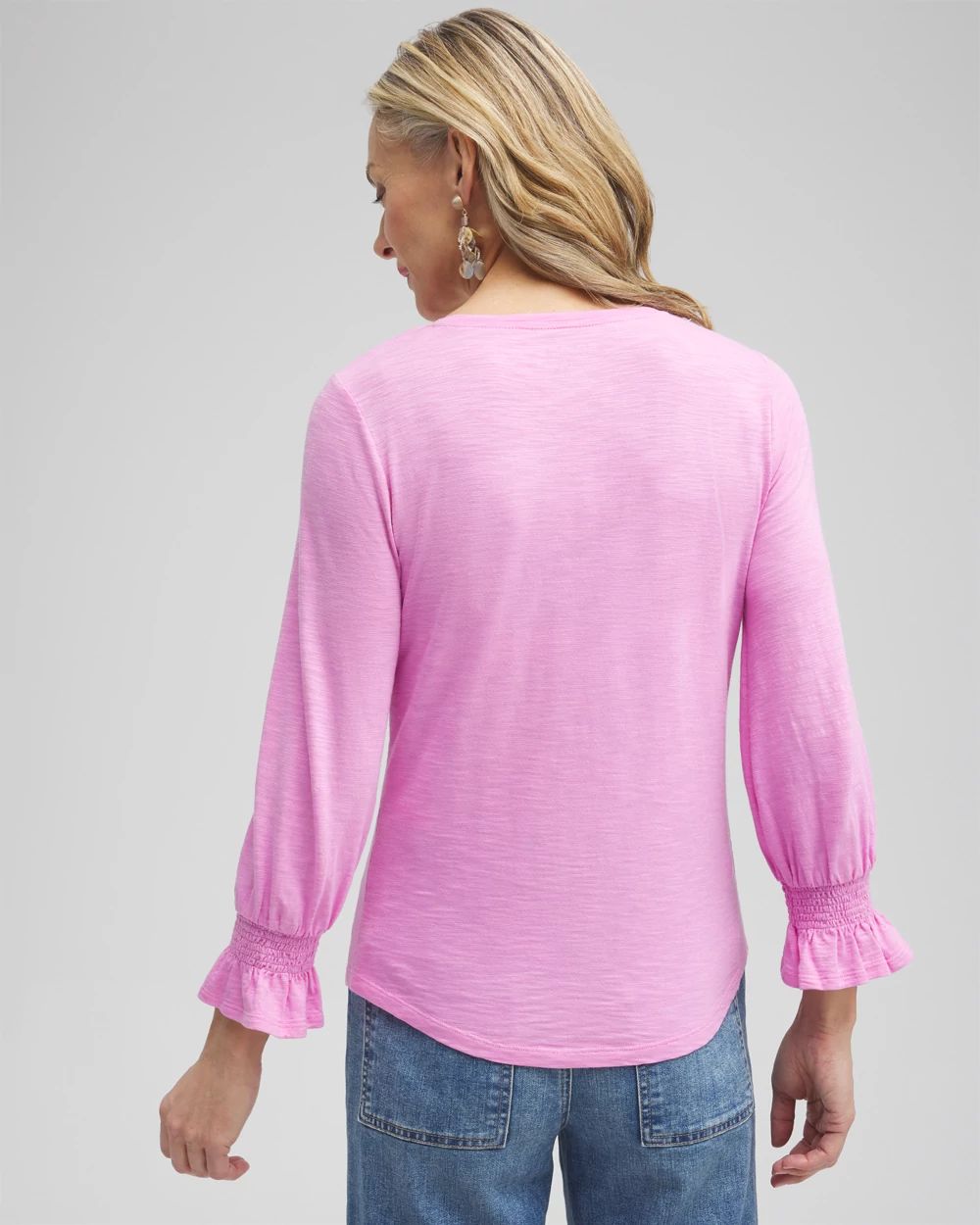 Smocked 3/4 Sleeve Tee click to view larger image.