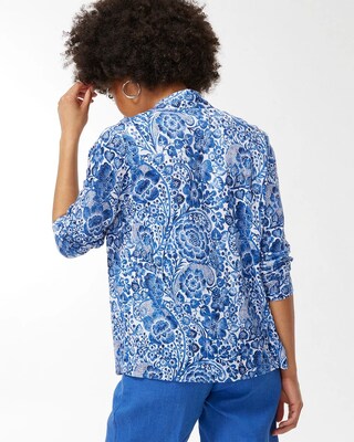 Linen Paisley Convertible Cardigan