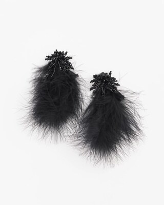 No Droop™ Black Feather Drop Earrings click to view larger image.