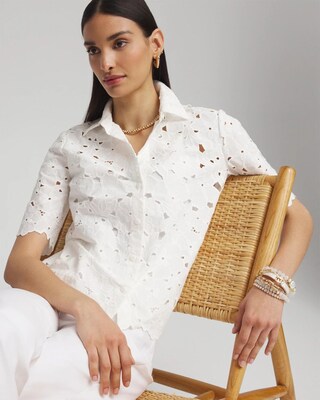 Black Label™ Lace Button Up Top