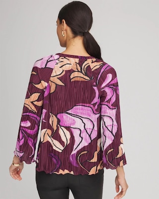 Printed Pleated V-Neck Tee click to view larger image.
