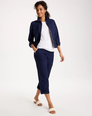 Poplin Cropped Roll Tab Pants click to view larger image.