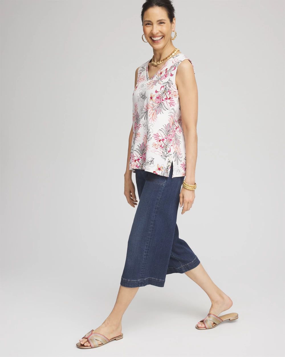 Floral Sleeveless V-Neck Tank