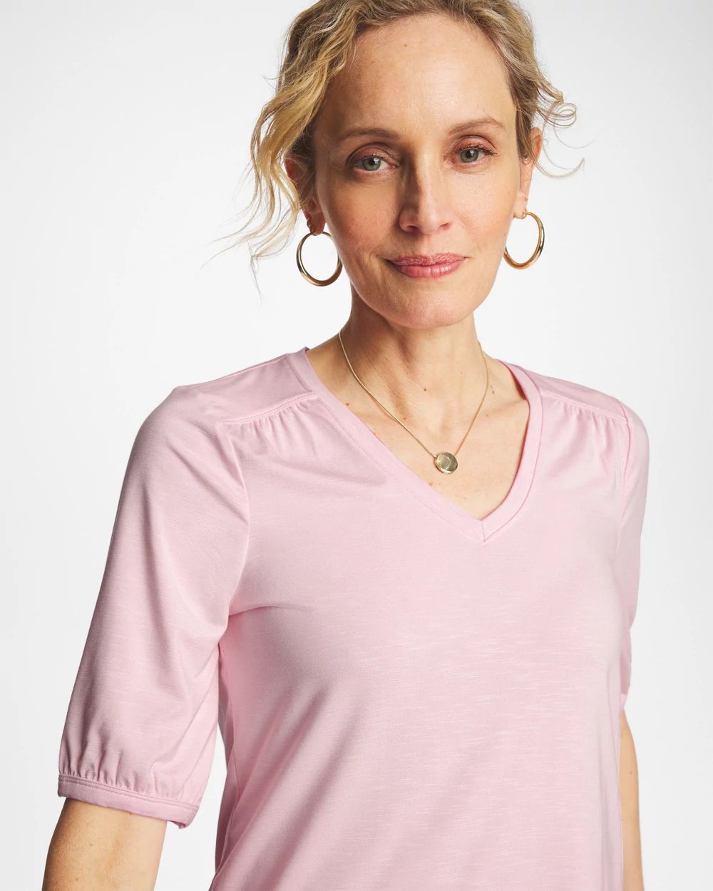 Shirred Elbow Sleeve Tee