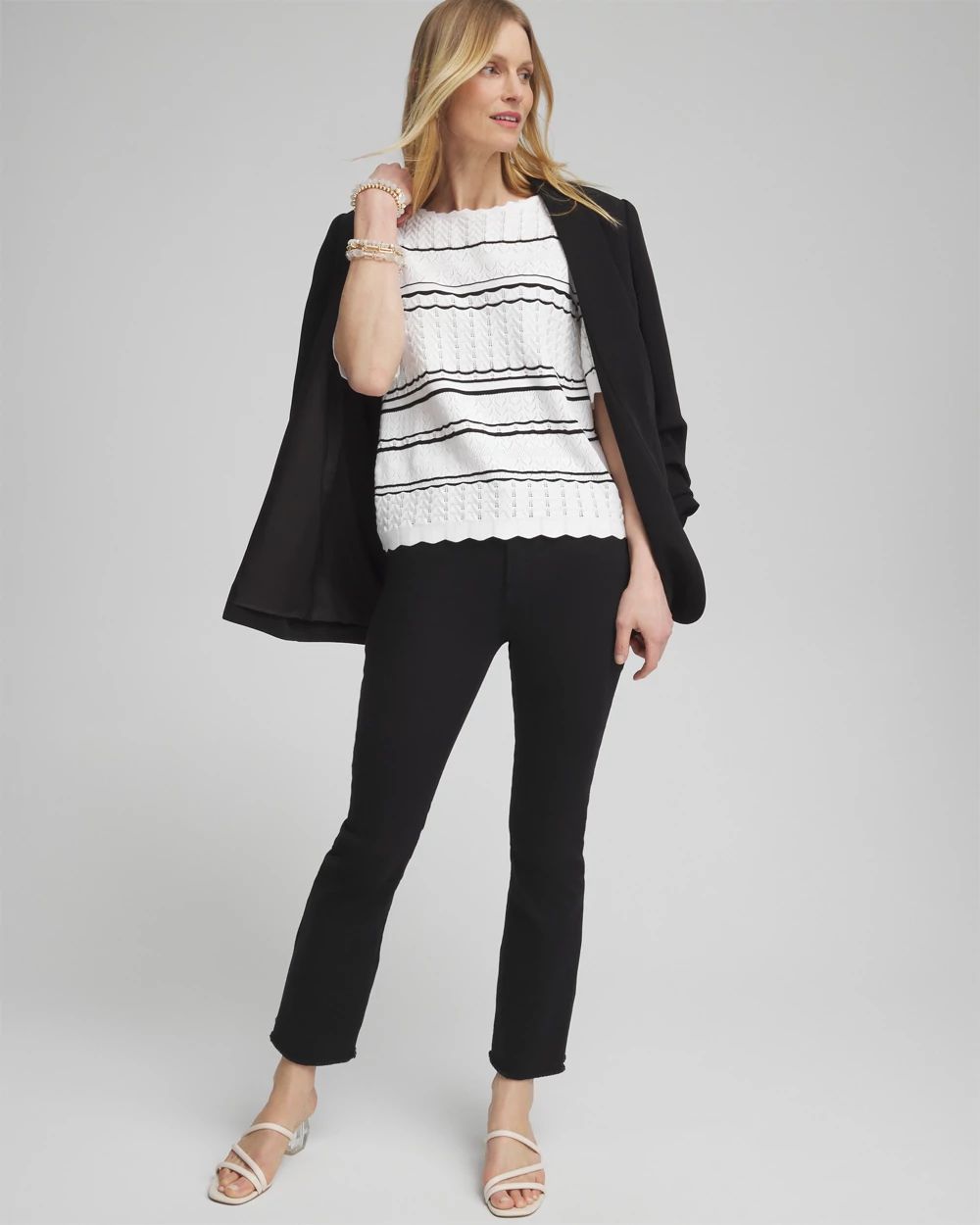 Textured Pointelle Stripe Pullover