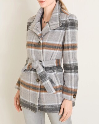Plush Plaid Trench Coat
