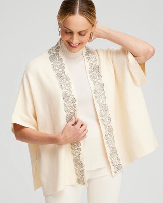 Embellished Placket Sweater Ruana