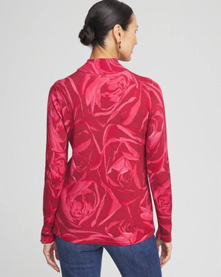 Rose Print Mockneck Pullover Sweater click to view larger image.