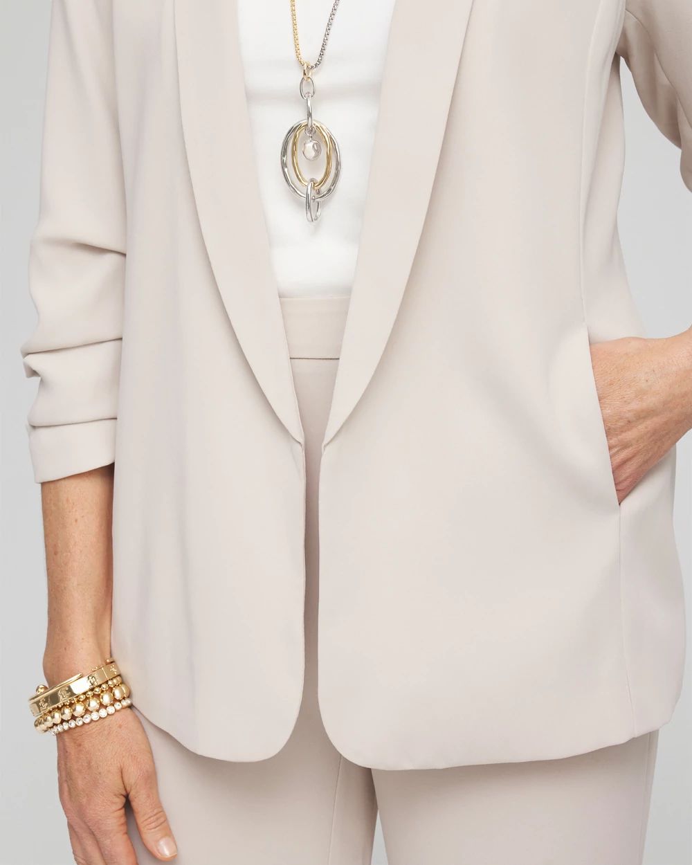 Ruched Sleeve Blazer