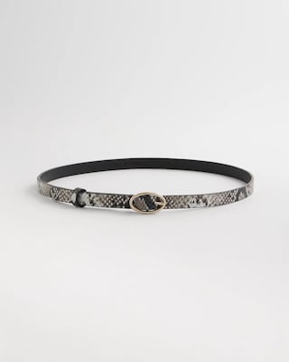 Skinny Leather Python Belt